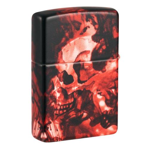 מצית זיפו גולגולת חבויה באדום - ZIPPO