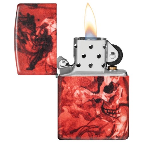 מצית זיפו גולגולת חבויה באדום - ZIPPO