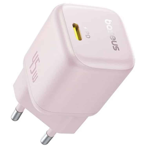 ראש טעינה Baseus PicoGo GaN Fast Charger 1C 45W EU ורוד