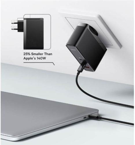 מטען Baseus GaN5 Pro Fast Charger 2USB-C + 1USB 140W