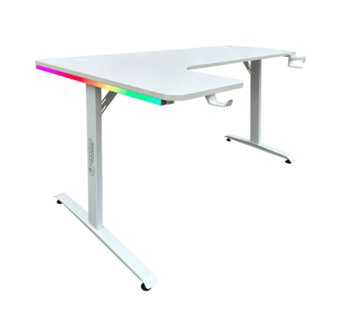 שולחן גיימינג פינתי שמאל Dragon RGB 100*160cm צבע לבן, שנה אחריות יבואן רשמי