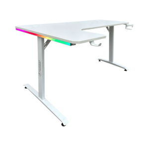 שולחן גיימינג פינתי שמאל Dragon RGB 100*160cm צבע לבן, שנה אחריות יבואן רשמי