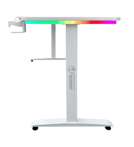 שולחן גיימינג פינתי שמאל Dragon RGB 100*160cm צבע לבן, שנה אחריות יבואן רשמי