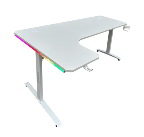 שולחן גיימינג פינתי שמאל Dragon RGB 100*160cm צבע לבן, שנה אחריות יבואן רשמי