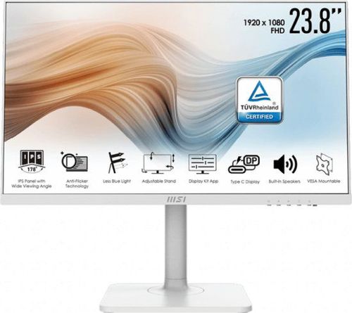 מסך מחשב 24 אינץ' עם רמקולים מובנים MSI MD24 IPS FHD 5MS HDMI USB C Monitor White
