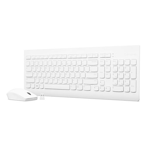 סט מקלדת ועכבר אופטי אלחוטי לנובו לבן Lenovo Wireless set Keyboard Mouse White
