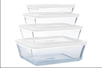 כלי אחסון מלבני פיירקס 4 ליטר מכסה לבן PYREX
