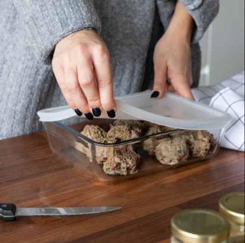 כלי אחסון מלבני פיירקס 4 ליטר מכסה לבן PYREX