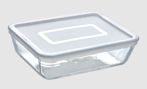 כלי אחסון מלבני פיירקס 0.8 ליטר מכסה לבן PYREX