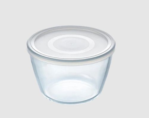 כלי אחסון עגול פיירקס 0.6 ליטר מכסה לבן PYREX