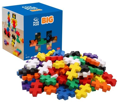 משחק הרכבה BIG Basic Mix עם 100 חלקים גדולים וצבעוניים לבנייה חופשית לגילאי שנה ומעלה - צבעוני