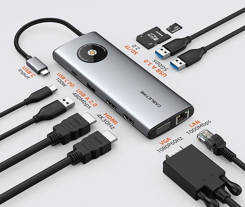 תחנת עגינה CableTime 10 IN 1  תומך גם ב מחשבי Macbook Pro  עם מעבדי M    