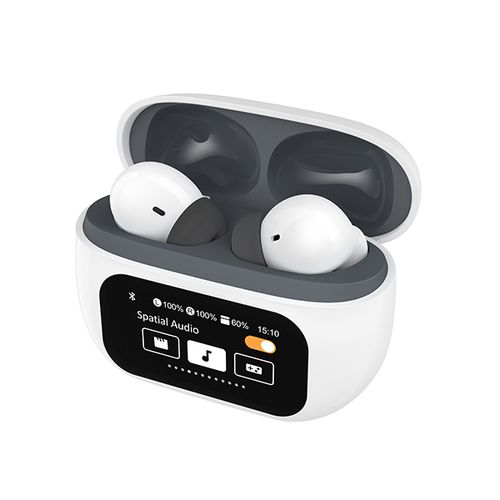זוג אוזניות איכותיות EarBuds F11 Pizzi אלחוטיות Bluetooth עם מסך טאץ' ותצוגה בעברית ובית טעינה קומפקטי