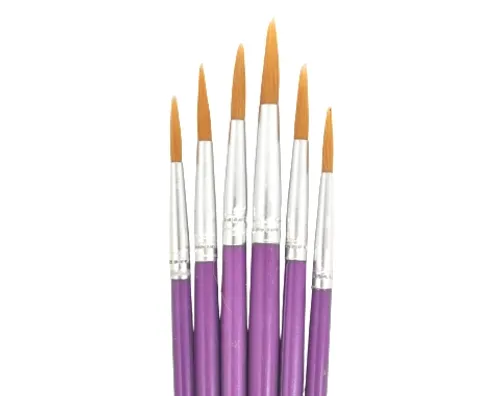 סט 6 מכחולים סגולים עגולים