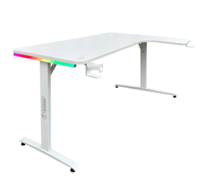 שולחן גיימינג פינתי ימין Dragon RGB 100*160cm צבע לבן, שנה אחריות יבואן רשמי