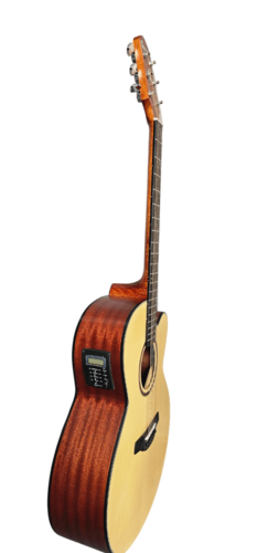 גיטרה אקוסטית מוגברת ג'אמבו HJ-100CE/OPN בצבע טבעי Jumbo Cutaway + תיק מרופד מבית CRAFTER