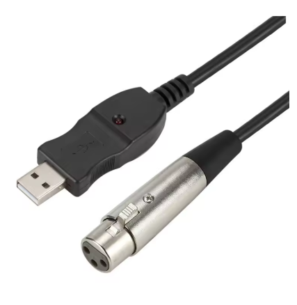 כבל USB  to XLR נקבה לזכר באורך 3 מטר