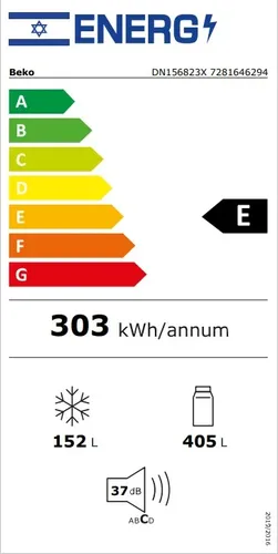 מקרר מקפיא עליון 557 ליטר Beko בקו DN156823X נירוסטה