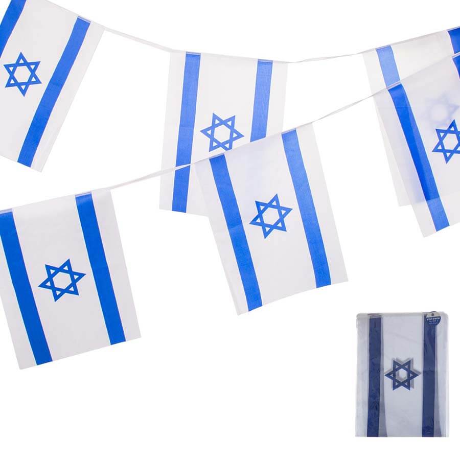 שרשרת 7 דגלי ישראל בד - 3.5 מטר