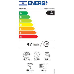 מכונת כביסה פתח חזית - 8 ק"ג Samsung סמסונג EcoBubble WW80CGC045AE
