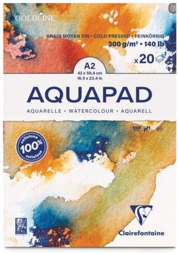 בלוק נייר GOLDLINE AQUAPAD לצבעי מים , עובי 300 גר' (מגוון גדלים לבחירה)