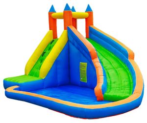 מתנפח משולב מים לחצר הבית עם מגלשה גדולה, סולם טיפוס, שיכשוכית כולל מפוח - טירת הגלישות