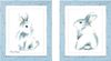 זוג תמונות מעוצבות לחדר תינוק / ילדים בגודל 30/40 ס"מ , מסגרת תכלת - ארנבים