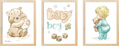 שלישיית תמונות מעוצבות לחדר תינוק / ילדים בגודל 30/40 ס