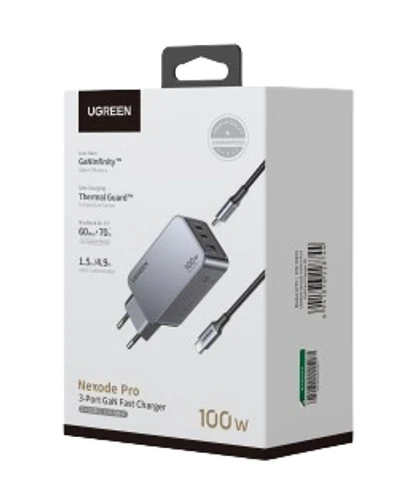 מטען בית UGREEN X757 100W כולל כבל טייפ סי 1.5M | יוגרין 25874 | מטען קיר