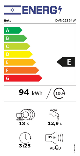 מדיח כלים רחב Beko בקו DVN05324W לבן