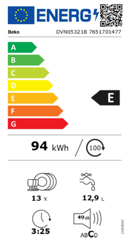 מדיח כלים רחב Beko בקו DVN05321B שחור