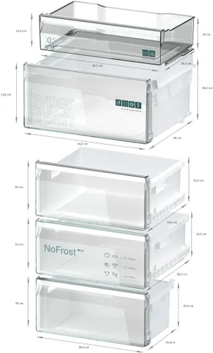 מקרר 363 ליטר מקפיא תחתון דגם SIEMENS KG39NXXCF סימנס נירוסטה שחורה