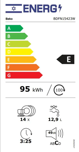 מדיח כלים רחב דגם BDFN15423W בקו Beko לבן
