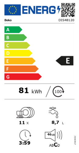 מדיח כלים צר אינטגרלי מלא BEKO DIS48120 בקו