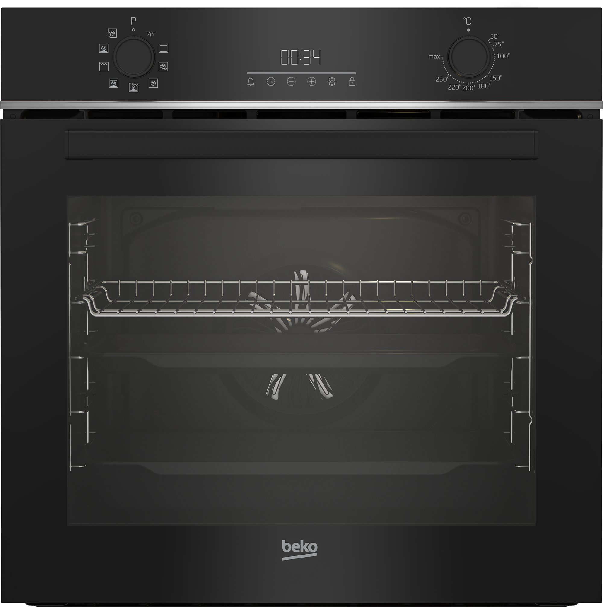 תנור בנוי 72 ליטר דגם BBIM13300X בקו Beko זכוכית שחורה
