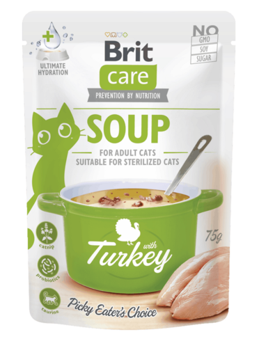 מרק לחתול 75 גרם על בסיס עוף הודו Brit Care SOUP