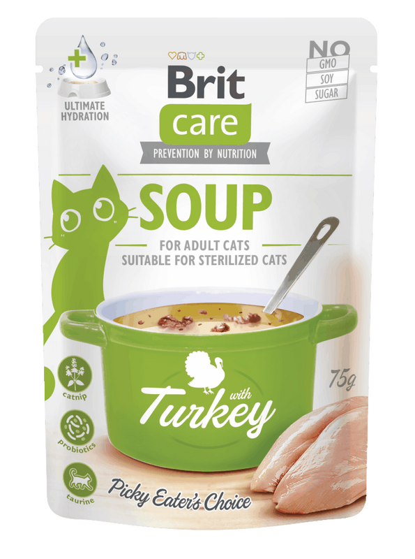 מרק לחתול 75 גרם על בסיס עוף הודו Brit Care SOUP