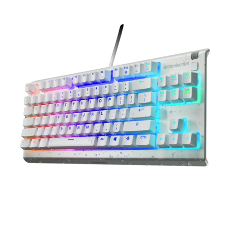 מקלדת גיימינג עמידה במים Steelseries Apex 3 TKL US LED לבן