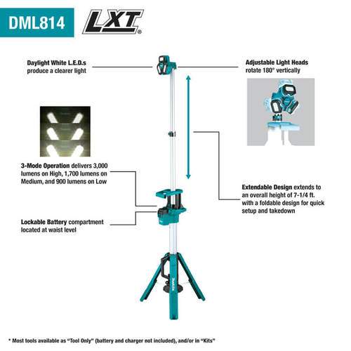 גוף עמוד תאורה 3000 לומן נטען 18V דגם DML814 מקיטה Makita