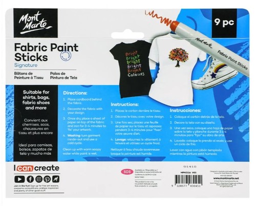 צבעים לבד, 9 מקלות  FABRIC PAINT STICKS