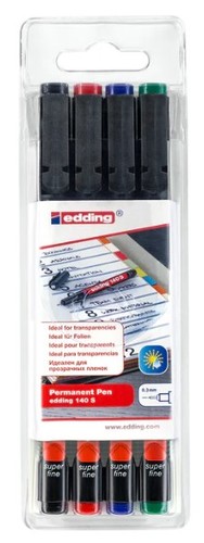 4 טושים פרמנטיים בעובי edding 140S Permanent Pen 0.3mm ׂ