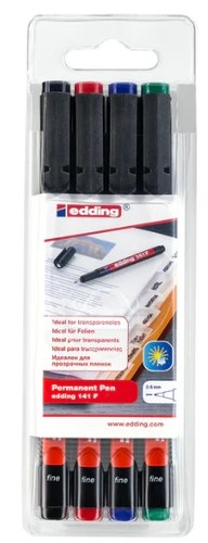 4 טושים פרמנטיים בעובי edding 141F Permanent Pen 0.6mm ׂ