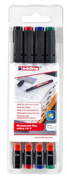 4 טושים פרמנטיים בעובי edding 141F Permanent Pen 0.6mm ׂ