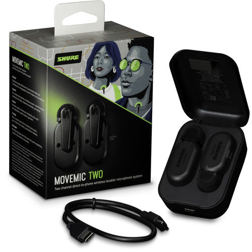 זוג מיקרופוני דש אלחוטיים לסמארטפון Shure MoveMic Two
