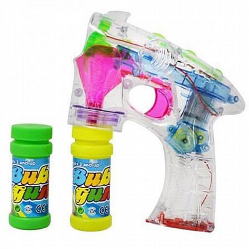 אקדח בועות סבון חשמלי עם אורות ו 2 בקבוקי נוזל