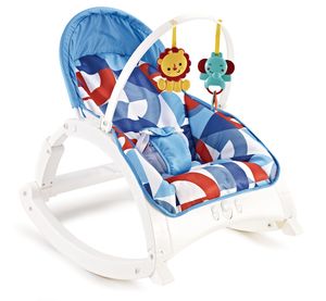 טרמפולינה מתקפלת לתינוק מלודי עד 18 ק"ג עם מנגנון רטט ומנגינות - גאומטרי כחול