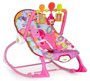 טרמפולינה לתינוק 2 ב 1 עד 18 ק"ג הופכת לכיסא נדנדה עם מנגנון רטט וקשת צעצועים - פיל ורוד