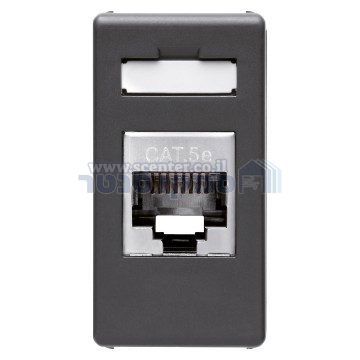 שקע אתרנט שחור RJ45 קטגוריה FTP 5e מחשב 1 מודול Top System גוויס 