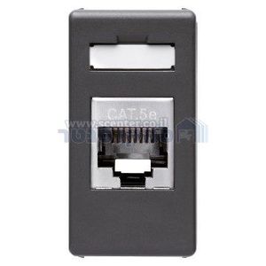 שקע אתרנט שחור RJ45 קטגוריה FTP 5e מחשב 1 מודול Top System גוויס 