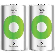 זוג סוללות נטענות 1.2V 3000mA D NiMH